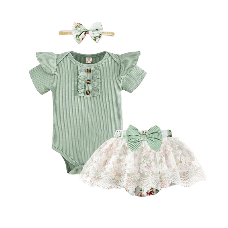 Baby Girl Clothes Newborn Infant Outfit Ruffle Romper and Short Pants Clothing Sets