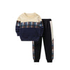 2 Pcs Boys Hoodie Color Block Sweatshirt and Casual Pants Set