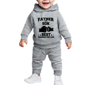 2pcs Toddler & Baby Boys' Fun Printed Long Sleeve Hoodie and Casual Pants Set – Ideal for Spring, Autumn, and Winter