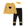 3Pcs Girls' Love Heart Print Sweatshirt and Butterfly Pants Outfit