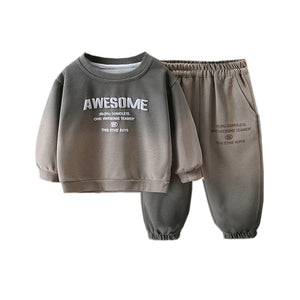 2 Pcs Baby  Boys' Gradient Hoodie And Sweatpants