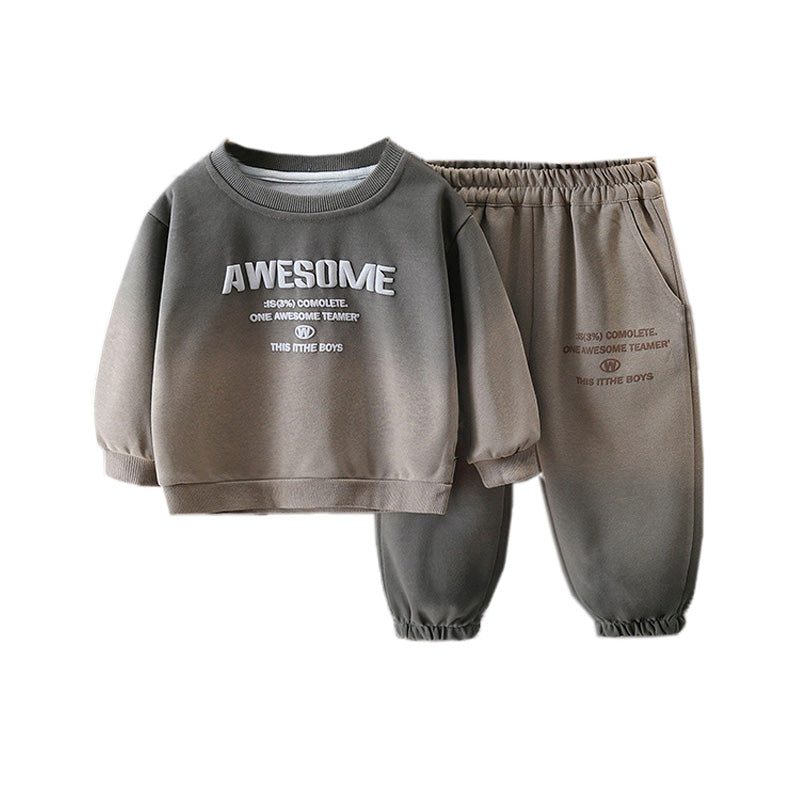 2 Pcs Baby  Boys' Gradient Hoodie And Sweatpants