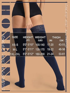 HONENNA Fleece Lined Thigh High Stockings, Stay Up Lace Top Opaque Winter Warm Tights for Women, medias térmicas mujer