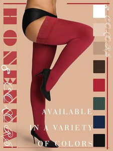 HONENNA Fleece Lined Thigh High Stockings, Stay Up Lace Top Opaque Winter Warm Tights for Women, medias térmicas mujer