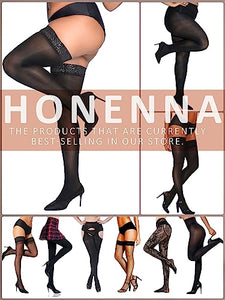 HONENNA Women's Control Top High Elastic Soft Opaque Pantyhose Tights