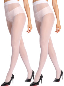 HONENNA T-Crotch Sheer Pantyhose for Women Ultra Thin Reinforced Toe High Waist Control Top Stockings 2 Pairs