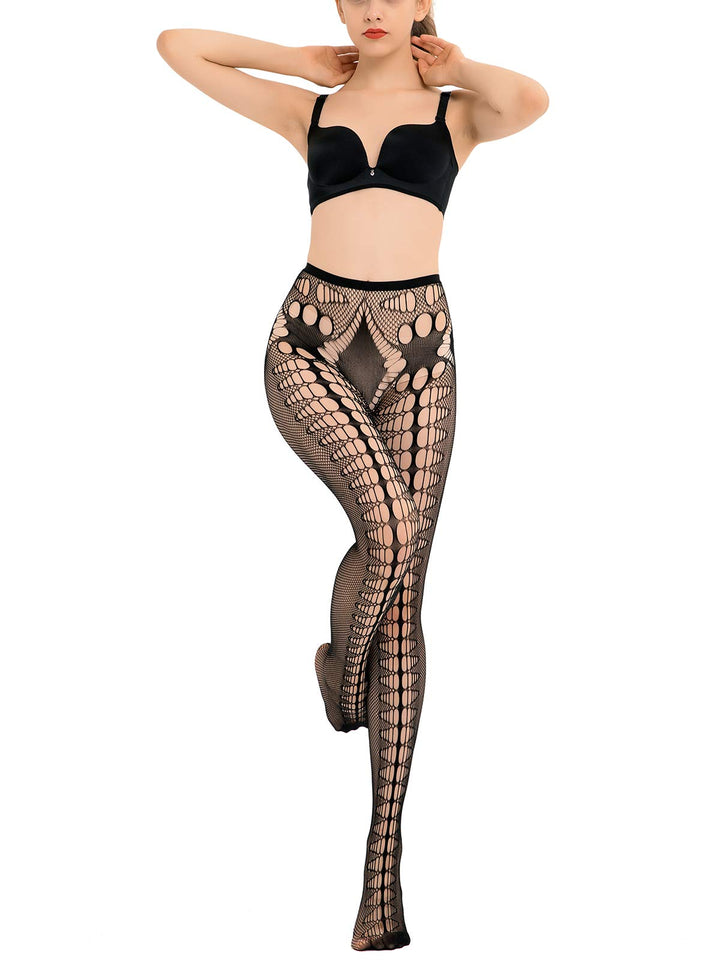 HONENNA Patterned Fishnets Tights Black Pantyhose Stockings for Women, 1-6 Pairs