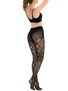 HONENNA Patterned Fishnets Tights Black Pantyhose Stockings for Women, 1-6 Pairs