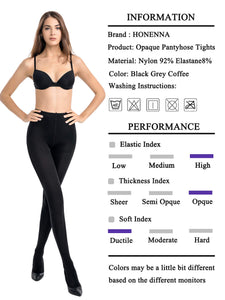 HONENNA Women's Control Top High Elastic Soft Opaque Pantyhose Tights