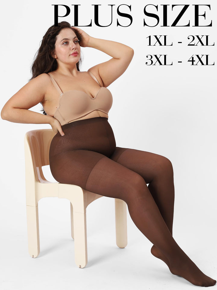 Unbelievable Durability Plus Size Pantyhose, Rip Resistant 40D Semi Sheer, Control Top Tights for Women