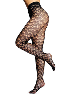 HONENNA Patterned Fishnets Tights Black Pantyhose Stockings for Women, 1-6 Pairs