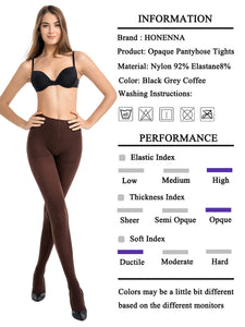 HONENNA Women's Control Top High Elastic Soft Opaque Pantyhose Tights