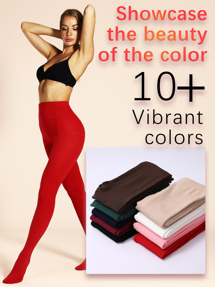 HONENNA Colorful Womens Fleece Lined Tights High Waisted Opaque Winter Thermal Pantyhose, Medias Termicas Para Mujer