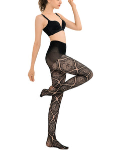 HONENNA Patterned Fishnets Tights Black Pantyhose Stockings for Women, 1-6 Pairs