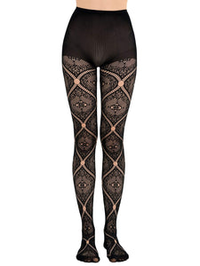 HONENNA Patterned Fishnets Tights Black Pantyhose Stockings for Women, 1-6 Pairs