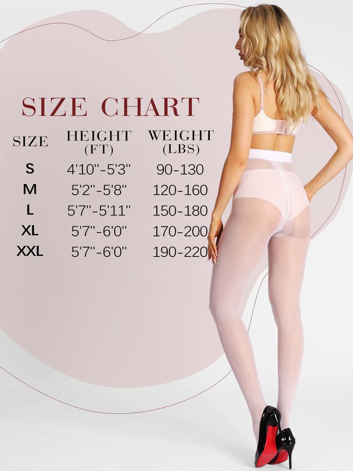 HONENNA T-Crotch Sheer Pantyhose for Women Ultra Thin Reinforced Toe High Waist Control Top Stockings 2 Pairs