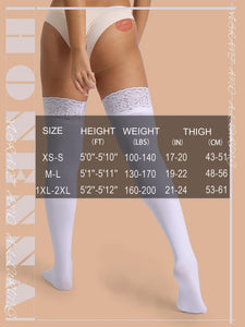 HONENNA Fleece Lined Thigh High Stockings, Stay Up Lace Top Opaque Winter Warm Tights for Women, medias térmicas mujer