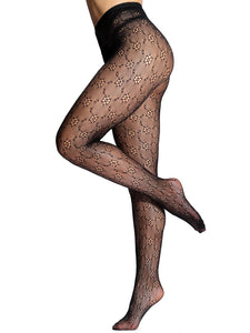 HONENNA Patterned Fishnets Tights Black Pantyhose Stockings for Women, 1-6 Pairs