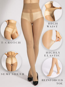 Unbelievable Durability Tights, Rip Resistant Pantyhose, 40D Semi Sheer High Waist T-Crotch Strong Tights for Women