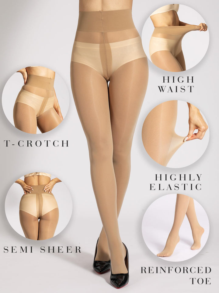 Unbelievable Durability Tights, Rip Resistant Pantyhose, 40D Semi Sheer High Waist T-Crotch Strong Tights for Women