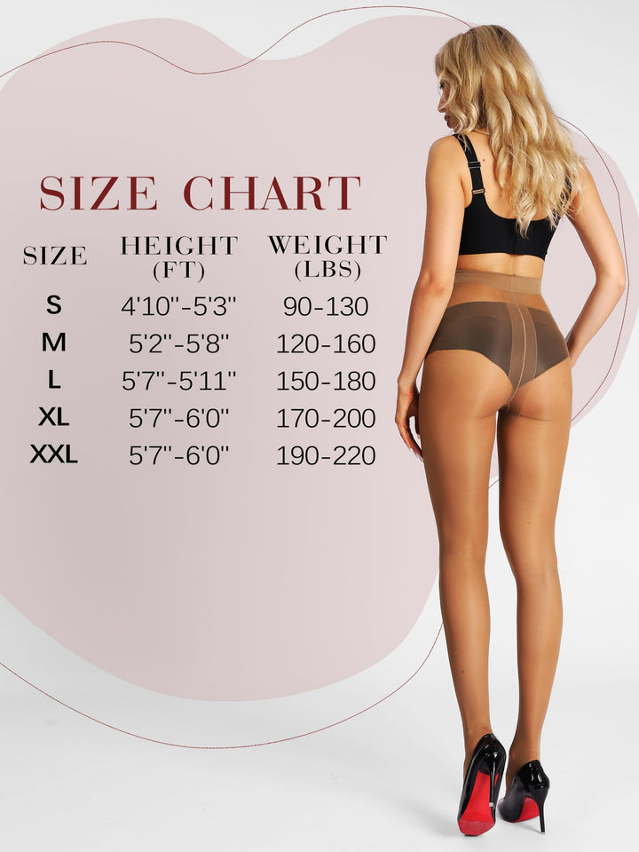 HONENNA T-Crotch Sheer Pantyhose for Women Ultra Thin Reinforced Toe High Waist Control Top Stockings 2 Pairs