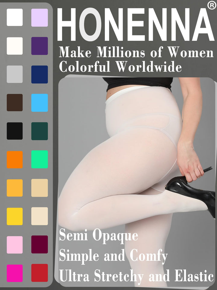 HONENNA Queen Plus Size Tights Semi Opaque Control Top High Waist Stockings Nylons Pantyhose for Women 1X 2X 3X 4X 5X 6X