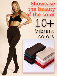 HONENNA Colorful Womens Fleece Lined Tights High Waisted Opaque Winter Thermal Pantyhose, Medias Termicas Para Mujer