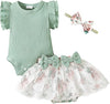 Baby Girl Clothes Newborn Infant Outfit Ruffle Romper and Short Pants Clothing Sets
