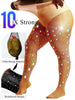 HONENNA Queen Plus Size 10X Strong Rhinestone Fishnet Stockings, Ultra Sparkly High Waist Tights for Women, Party Concert