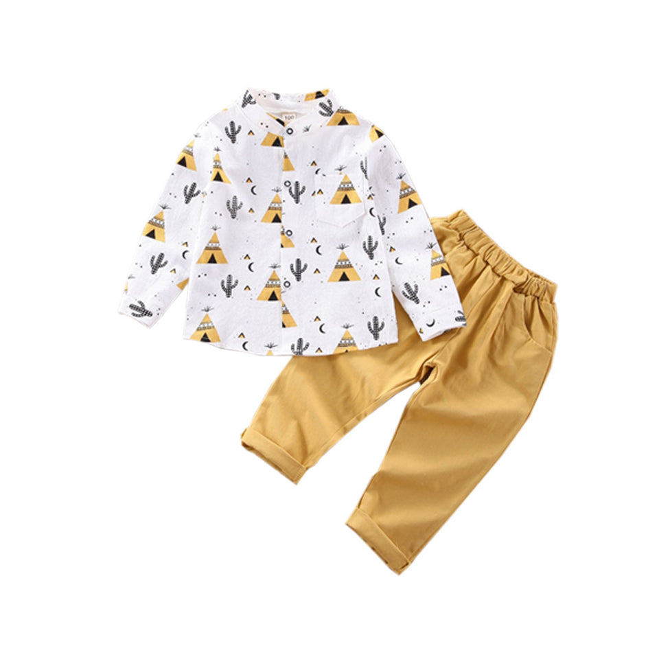 2 Pcs Baby Boys Casual Print T Shirt and Jogger Pants Set Soft Cotton Comfortable Outfit