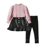 3 Pcs Girls Fashion Set Top Dress Pants Casual Outfit