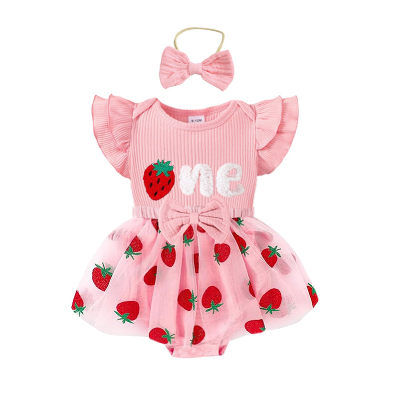 2Pcs Baby Girl 1st Birthday Clothes One Year Old Outfit Set