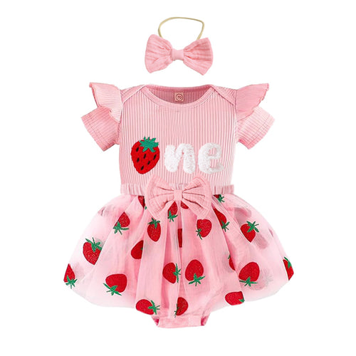 2Pcs Baby Girl 1st Birthday Clothes One Year Old Outfit Set