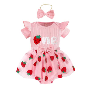 2Pcs Baby Girl 1st Birthday Clothes One Year Old Outfit Set